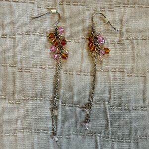 Elegant Pink and Orange Dangle Earrings